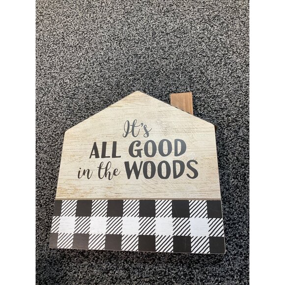 Rustic Wood Plaque With "Its All Good In The Woods" Quote & Buffalo Plaid Design - Picture 4 of 4